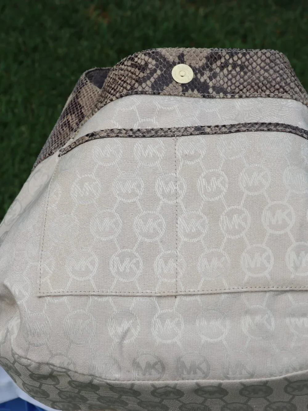 Michael Kors Brown, Tan & Gray Python-Print Hobo Bag